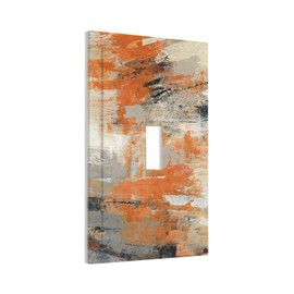 Teal Orange Abstract Modern Painting Single Toggle Light Switch Covers Decorative 1 Gang Wall Plate Electrical Device Switchplate Faceplate for Farmhouse Bathroom Bedroom Decor