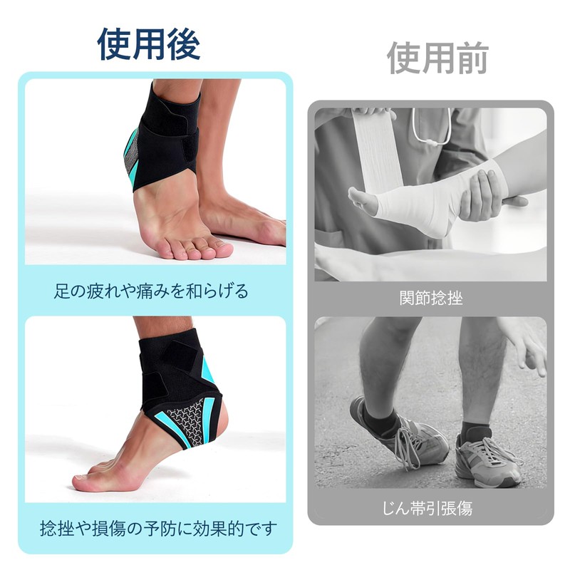 Liroyal Ankle Support, Fixed Ankle Protection, 2-Piece Set, Thin, Foot