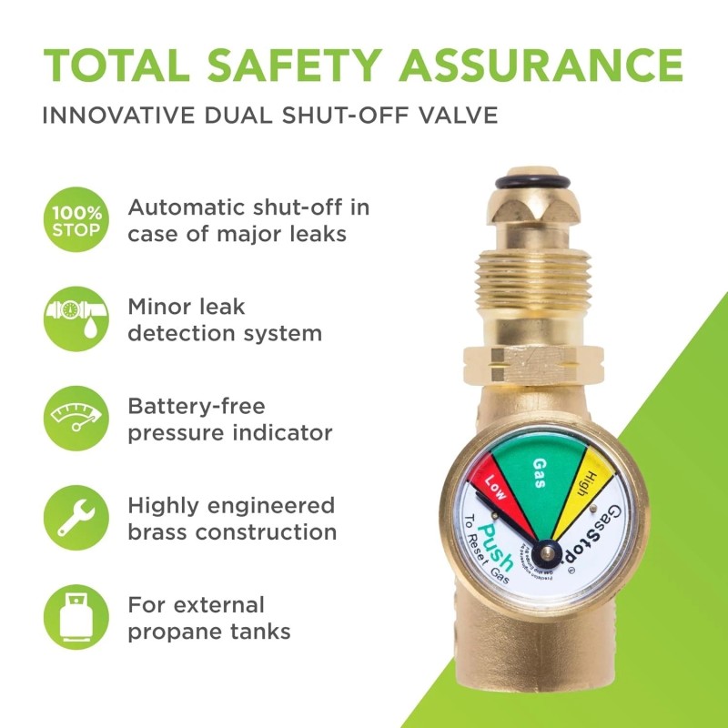 Unbranded GasStop - Propane Gas Bottle Gauge with Emergency Shut-Off