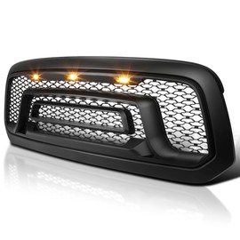 Spec-D Tuning Front Grille w/Amber LED Lights Compatible with 2013-2018 Dodge Ram 1500