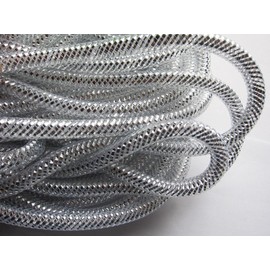 YYCRAF 13.5 Metres(15y) Solid Mesh Tube Deco Flex for Wreaths Cyberlox CRIN Crafts 8mm 3/8-Inch(Silver)