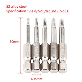 5 Pieces Magnetic Triangle, Screwdriver Set Screwdriver Bits Set 1/4 Inch Hex Shank Δ1.8 / Δ2.0 / Δ2.3 / Δ2.7 / Δ3.0 mm
