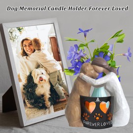 Dog Memorial Gift for Loss of Dog, Pet Loss Gift, Dog Bereavement Remembrance Sympathy Passing Away Condolence Gift, Dog Lovers Candle Holder Statue with LED Candle