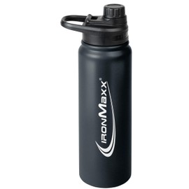 IronMaxx Hot & Cold Bottle – Deep Black 800 ml | Borraccia termica in acciaio inox per bevande calde e fredde | Antigoccia e senza BPA | Ideale per sport, vita quotidiana e outdoor