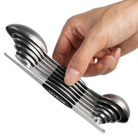 Magnetic Measuring Spoons Set Stainless Steel Dual Sided Stackable Teaspoon Tablespoon for Measuring Dry and Liquid Ingredients