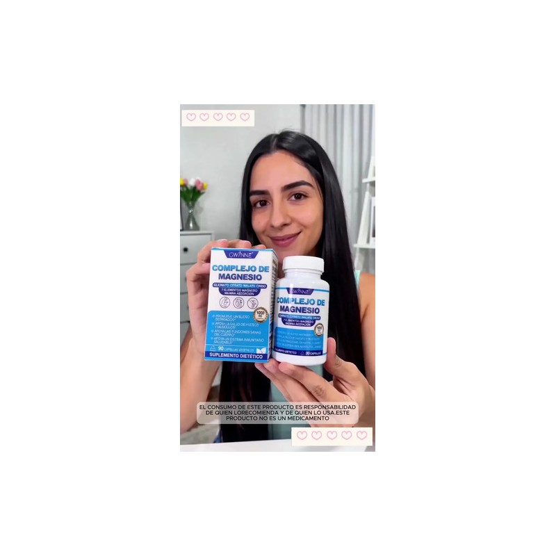 Gwynne Suplemento Complejo Magnesio Elemental 1000mg Glicinato Citrato Malato Taurato