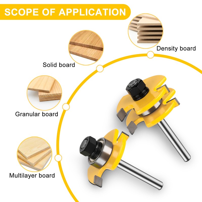 Tongue and Groove Router Bit Set 1/4 Inch Shank, UTRUSTTO