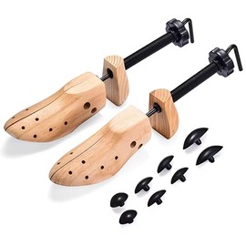 Premium 4-Way Shoe Trees – Professional Shoe Stretchers for Men & Women | Adjustable Width & Length | Relieves Pressure, Prevents Creases & Maintains Shoe Shape | Durable Wood & Metal Construction