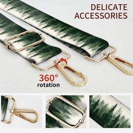 AIOGPD Purse Strap Replacement Crossbody, 3.8cm Wide Shoulder Strap Adjustable Replacement Belt Gold Buckle, Handbag Crossbody Bag Strap Green Fire Forests