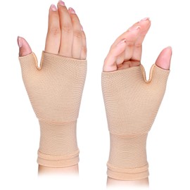 Geyoga 2 Stück Kompression Stütze Daumen Schiene Atmungsaktive Daumenstütze Elastische Bandage Daumen Stützen für Damen Herren Sport, M (Nackt)