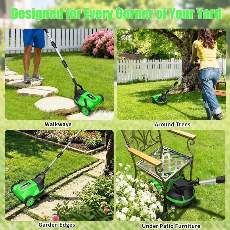 Small Electric Lawn Mower, Mini Cordless Lawn Mower with 2x4.0Ah