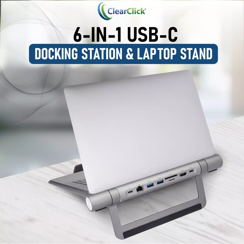 ClearClick Portable Docking Station & Laptop Stand with USB, HDMI,
