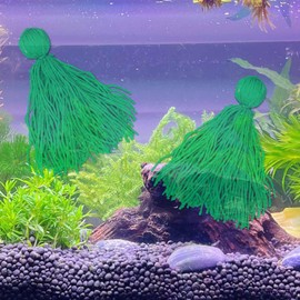 ARSTBETY Fish Spawning Mop Green, Floating Fish Spawn Breeding Mop for Fish Tank, Aquarium Grass Decoration for Fishes Eggs Laying(2 Pack)