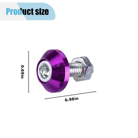 4PCS Motorcycle License Plate Bolts, Aluminum Alloy Car Tag License Plate Screw Decorative Kit, License Plate Frame Fastener Accessories for Most Motorcycles, Cars, Trucks (Purple)