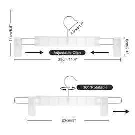 Guhmctt 20 Pack Pants Hangers with Adjustable Non-Slip Clips Anti-Rust Hanging Hook for Trouser,Skirts,Jeans,Clothes Hangers Transparent