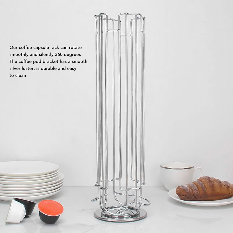 Coffee Pod Holder Tower Stand Rack Revolving Rotating 28 Capsules