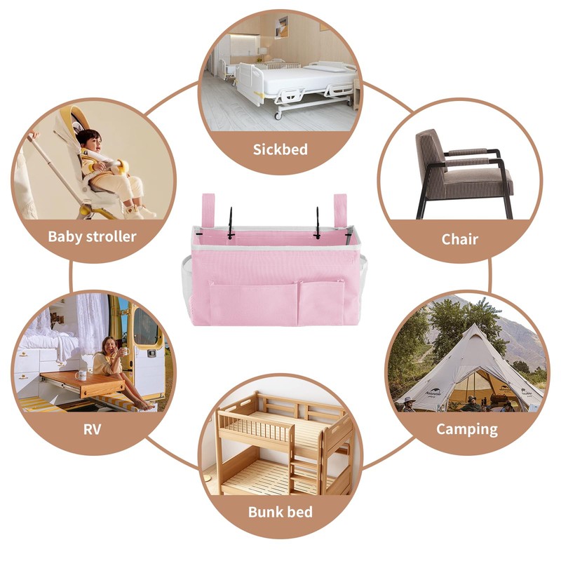 YOUDENOVA Bedside Caddy with 5 Pocket, Bedside Storage Organizer for