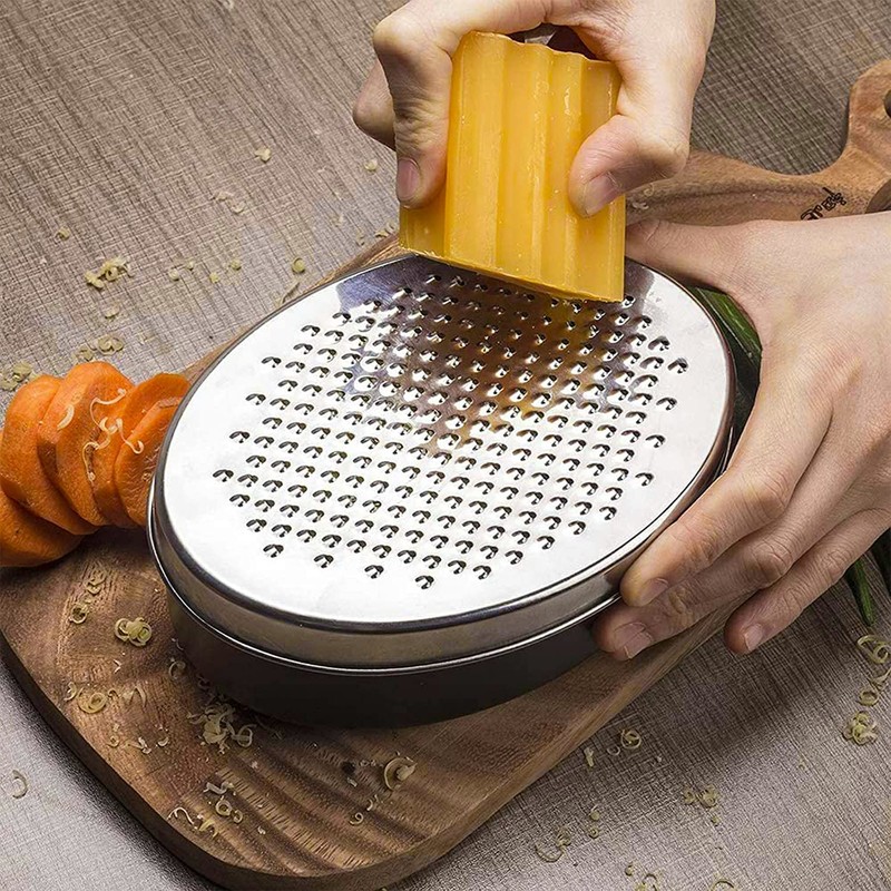 Kettion Cheese Grater with Airtight Storage Container,Cheese Shredder&Vegetable Grater(2-in-1)，Box Grater