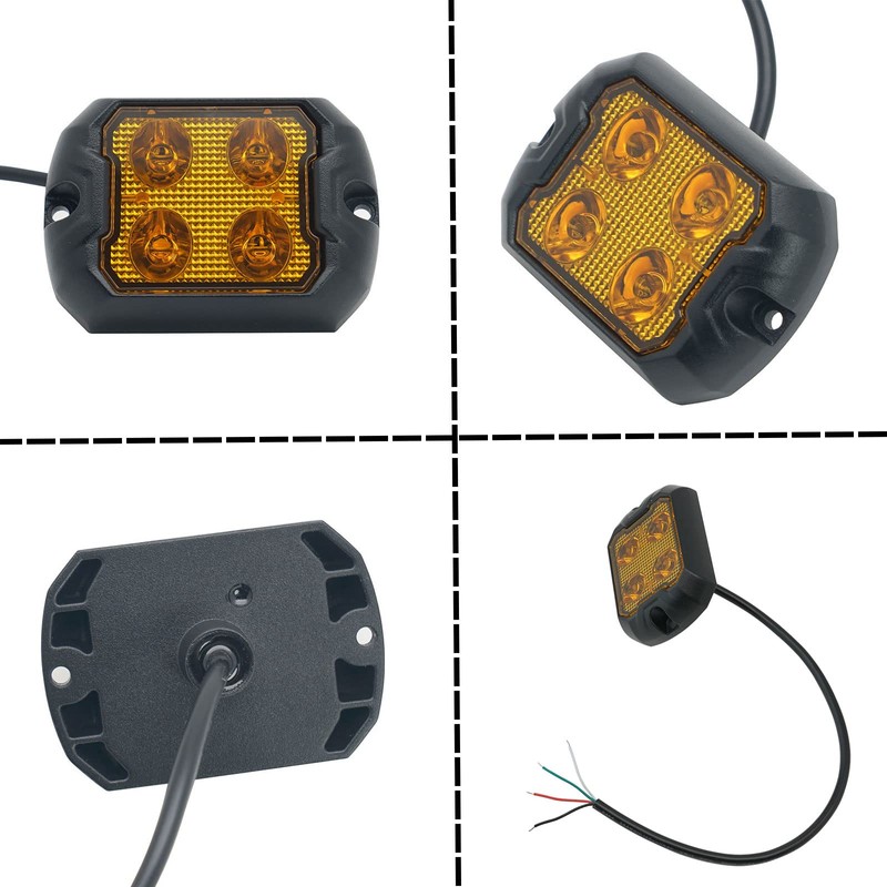 DUNTUO LED Strobe Light Amber Emergency Kit Grille Quad Sync