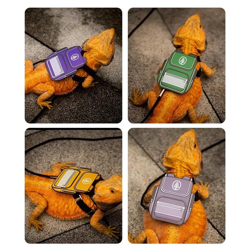 Bearded Dragon Harness Leash Soft Leather Harness with Backpack Velcro
