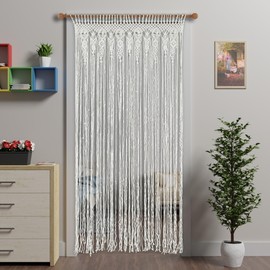 Atsweetlife Macrame Curtain Handmade Boho Doorway Curtains,Backdrop Panel Hippie Door Hanging Wedding Decor Curtain Divider Bohemian Cover Bedroom (Natural, 90×200cm/35×79in, Blossom)