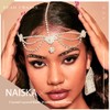 NAISKA Silver Rhinestone Layered Head Chain Jewelry for Women Long