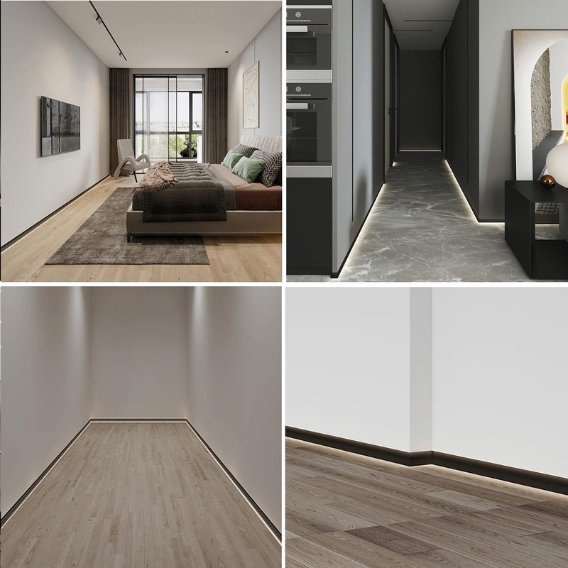Besseto Black Baseboard LED Aluminum Channel,3 x 2m Toe Kick