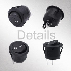 TWTADE 10Pcs Round Rocker Switch ON Off Switch 12V Toggle Switches 2Pin SPST with Pre-Wired 6A/250V 10A/125V AC for Boat, Car etc.KCD1-X-Y