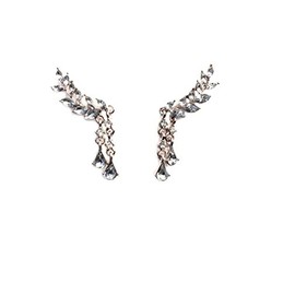 Silver Tone Art Deco Flapper Antique Vintage Style Bridal Rhinestone Dangle Earrings