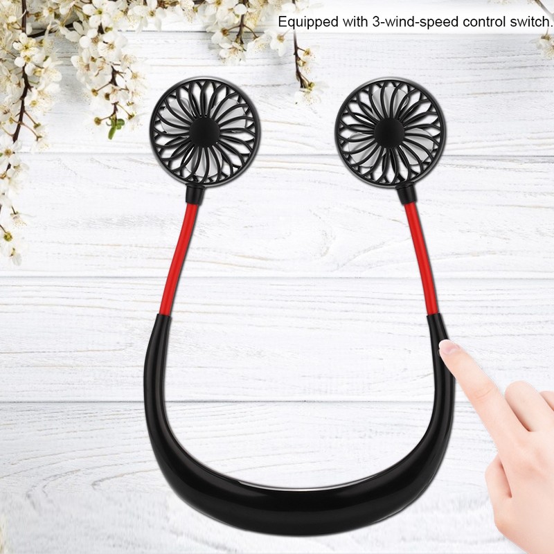 Hands free Neck Hanging USB Charging Outdoor Mini Portable Fan(Black)