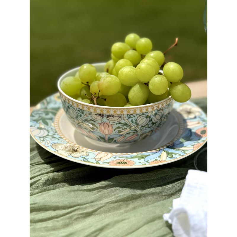 SET OF 6 Morris Garden Porcelain Dessert Plates Floral Bone