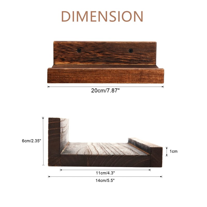 Z metnal Mini Floating Shelves, Small Natural Wooden Display Wall