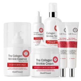Collagen Wrinkle Basic Series Set (Toner + Essence + Ampoule + Cream + Eye Cream x2) / Wrinkle Improvement / 콜라겐 링클 기초 시리즈 세트 (토너+에센스+앰플+크림+아이크림x2개)주름개선