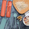 Camping Utensil Set, Reusable Utensils Set with Case, Plastic Cutlery
