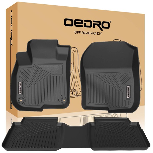 OEDRO Floor Mats Compatible for 2017-2022 Honda CR-V, Unique Black TPE All-Weather Guard Includes 1st and 2nd Row: Front, Rear, Full Set Liners
