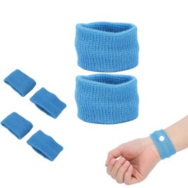 6 Pulseras para Náuseas, Muñequeras para Aliviar las Náuseas, Bandas para Aliviar el Mareo por Movimiento, Pulseras de Acupresión para Viajes, para Niños, Adultos, Náuseas Matutinas(cielo azul)