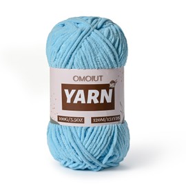 Plush Chenille Chunky Crochet Yarn - Baby Yarn for Crocheting Soft - Velvet Yarns Knitting for Blankets Crafts - Fluffy Amigurumi Yarns 100g / 131yd (Azure)