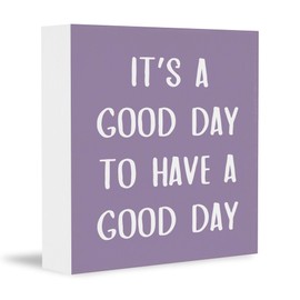 CUANFDDSF Purple It’s a Good Day To Have a Good Day Wooden Box Sign, Baby Girls Boys Kids Room Nursery Decor, Girly Dorm Room for Wall Desk Shelf Tabletop Decoration, Inspirational Office Plaques Decor