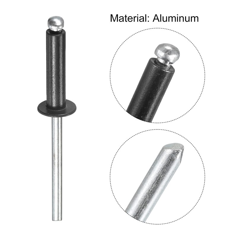sourcing map Aluminum Blind Rivets, 4mm x 16mm 27mm Mandrel