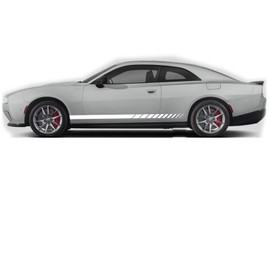 BENINI DESIGN STUDIO Strobe Daytona Rocker Side Racing Stripes Fits 2024 2025 Dodge Charger EV Scat Pack Base Vinyl Stripes, Stickers, Decals Charger EV Grahics Lower Door Stripes (White)