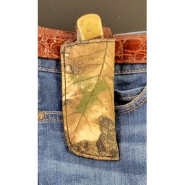 Buck Knives DRAGONBACKBONE CAMOUFLAGE LEATHER knife sheath buck 110 Handmade Pocket Pouch HUNT HUNTING CAMO
