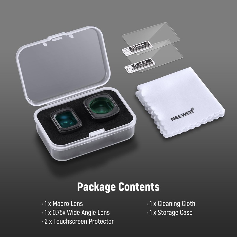 NEEWER 0.75X Wide Angle & 2X Macro Lens Set Compatible