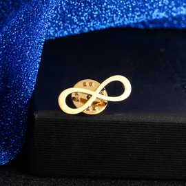 HANMOZTION Classic Infinity Symbol Brooch for Men Women Stainless Steel Couples Jewelry Accessories(gold)