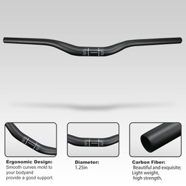 Alfa Pasca 31.8 Mountain Bike Handlebar 620/640/660/680/700/720/740/760mm Carbon Fiber MTB Handlebars Bicycle Flat Bars Extra Long Bicycle Handlebars for Downhill Cycling Racing