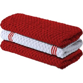 Premium Kitchen Towels – Pack of 3,Cotton 15 X 25 Inches Absorbent Dish Towels - Terry Kitchen Dishcloth Towels - Red Dish Cloth for Household Cleaning - Color: Storm Black, Size: 15 x 25 - Pack of 3