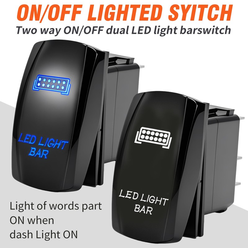 EATAKWARD Waterproof Marine Rocker Switch, Rear Light 12V/20A 24V/10A 5