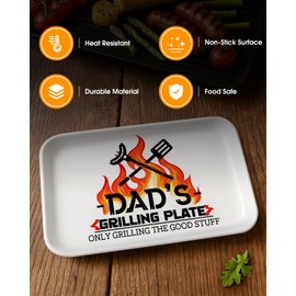 JMHACHY Father's Day Grill Platter - BBQ Grill Tray with BBQ Guide Apron, Father's Day Gifts from Daughter Son Wife for Dad Dady Husband, Dad Barbecue Gift Box, Birthday Present for Men