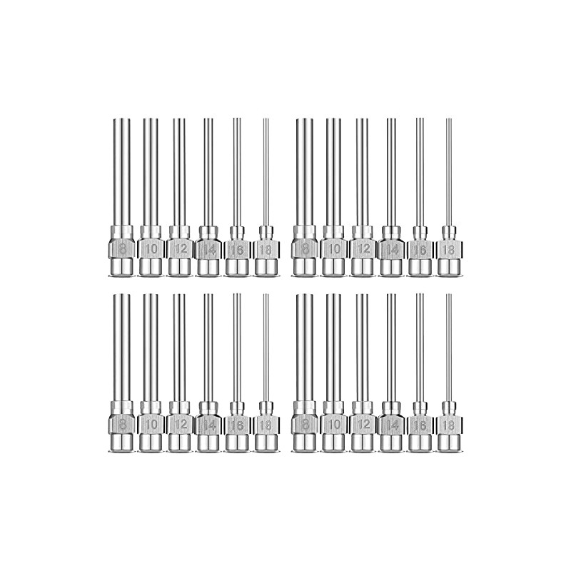24 Piezas Agujas Dosificadoras 1 Pulgada Conector Luer de Punta