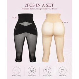 RDSIANE High Waist Shapewear Tummy Control Criss-Cross Body Shaper For Women Capri Butt Lifting Shapewear