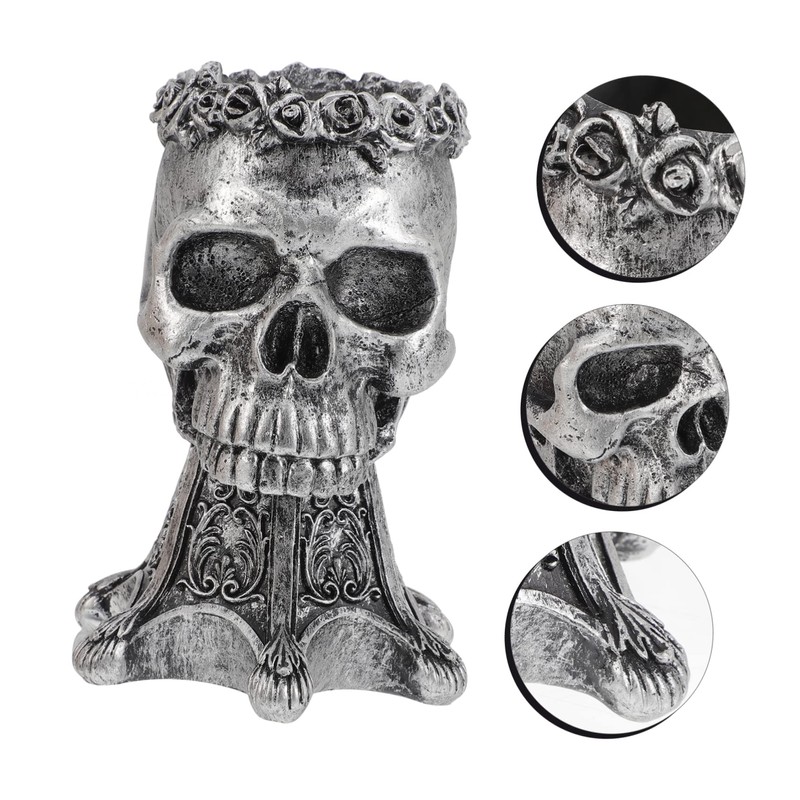 CAXUSD Skull Shaped Planter Pot Holder for Cacti Dried Flowers